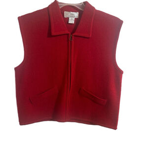 Lisa International Red 100% Boiled Wool Full Zip Vest Large Gorpcore Outdoor